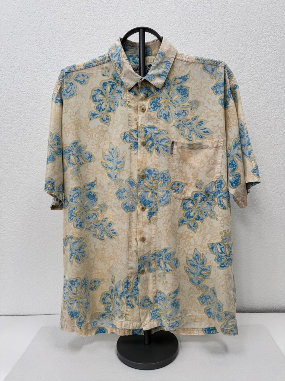 Local Motion Hawaii Aloha Shirt Mens Large Blue Floral Hawaiian Camp